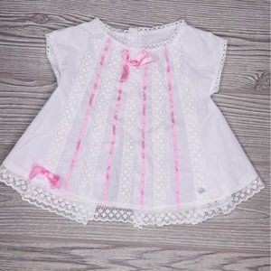 Vintage msj kids white and pink dress lace/ bow detail 0-3 months / reborn doll